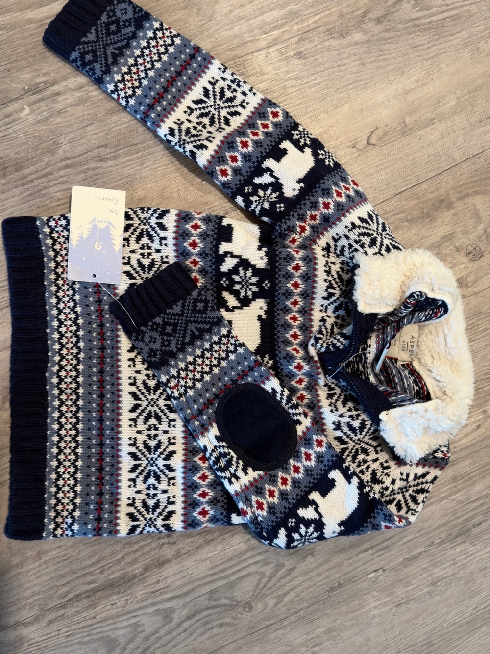 Kids Fair Isle Sherpa-Lined Jacket - Navy/White/Gray